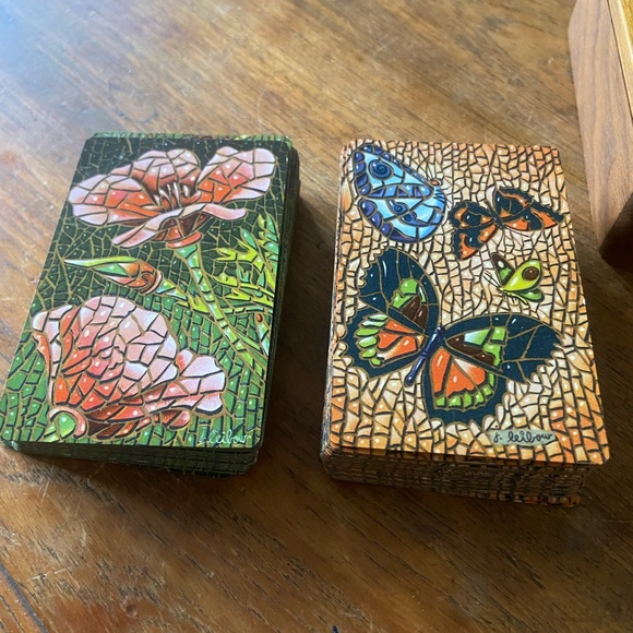 Vintage Godfrey Playing Cards Wood Holder Box with Playing Cards - Picture 5 of 6